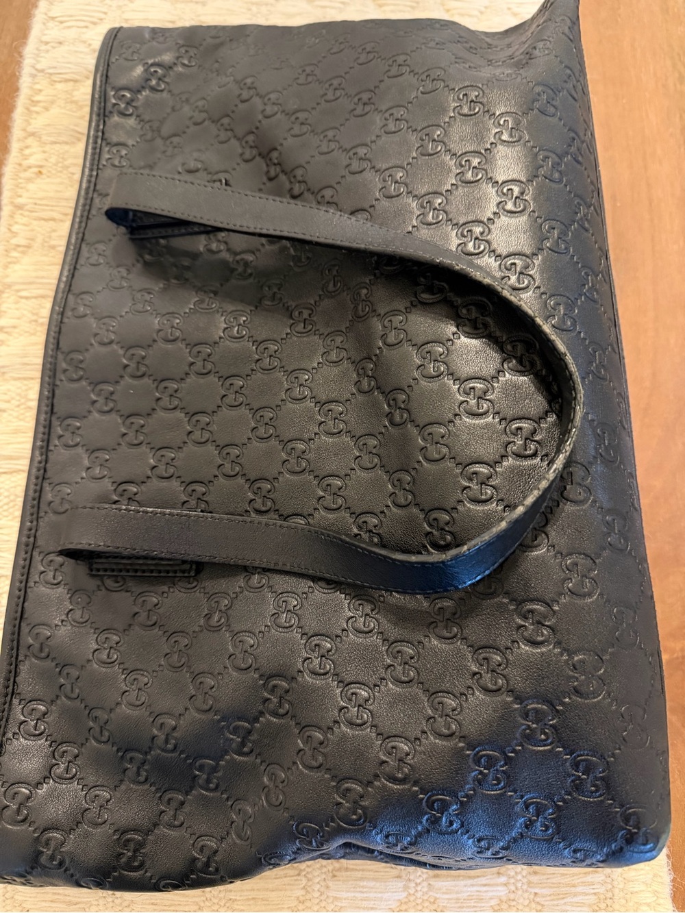 Gucci Black Embossed GG Leather Briefcase